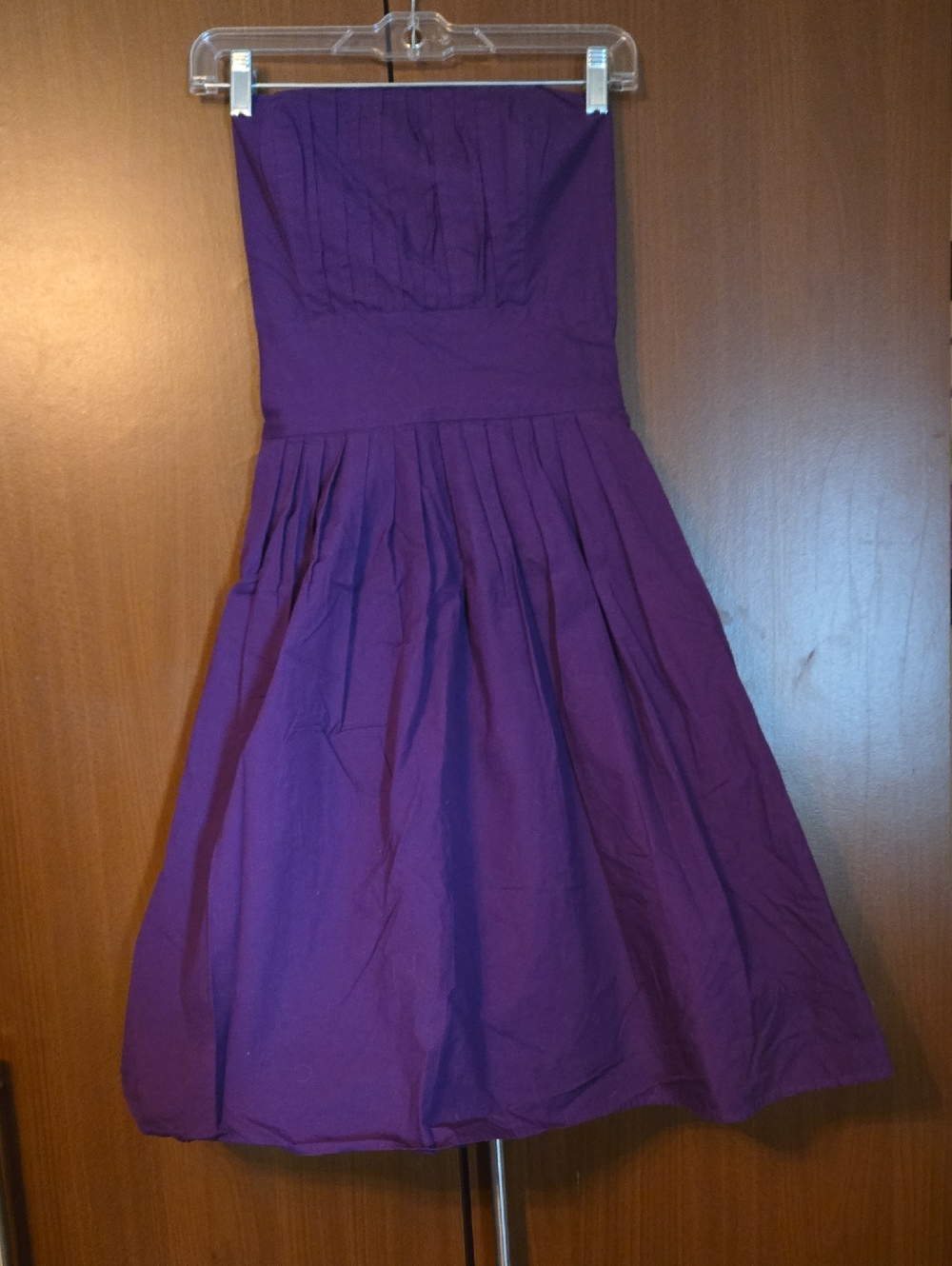 T.A.G. Strapless Purple Pleated Midi Dress